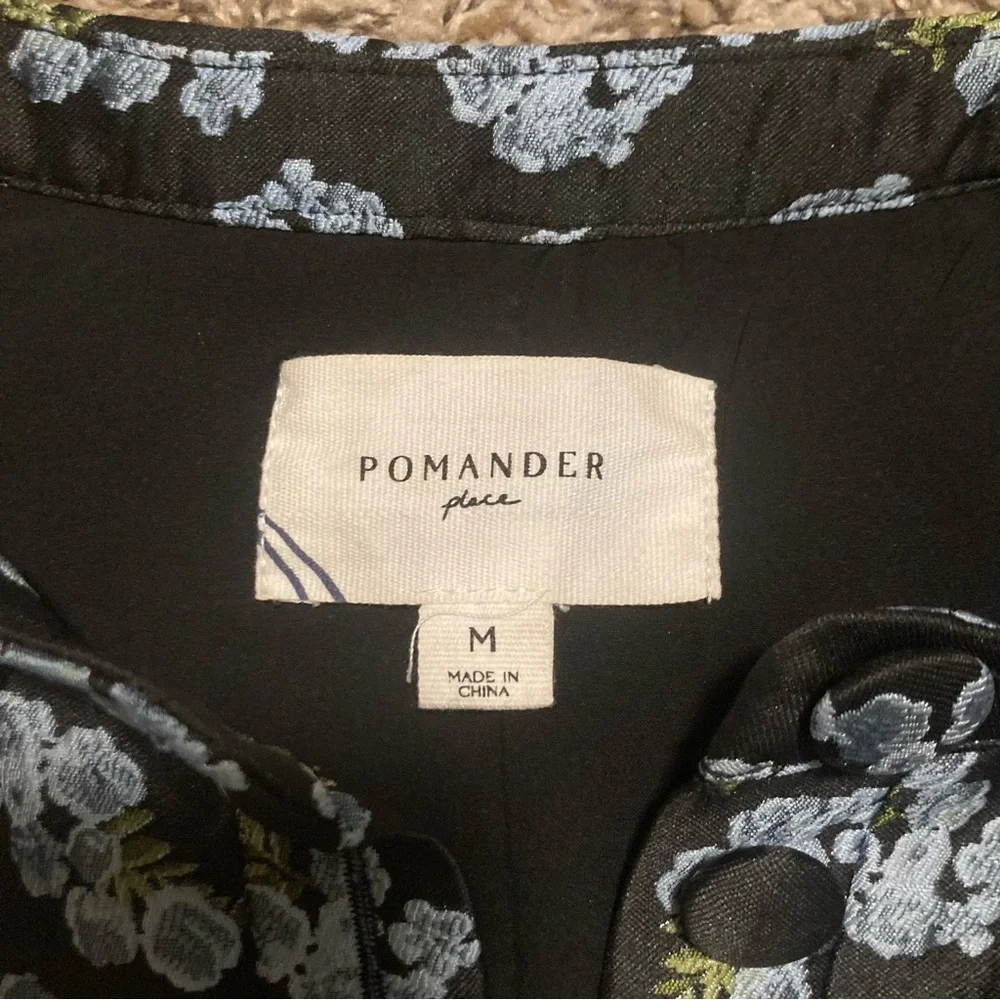 Pomander Place Black & Blue Embroidered Floral Samantha Mini Dress, Sz M - Picture 12 of 14